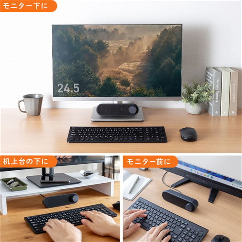サンワサプライ スリムUSBスピーカー 横置タイプ MM-SPU25BK 1台(ご注文単位1台)【直送品】