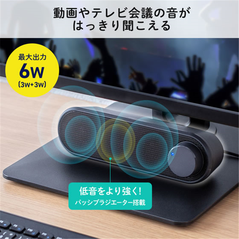 サンワサプライ スリムUSBスピーカー 横置タイプ MM-SPU25BK 1台(ご注文単位1台)【直送品】
