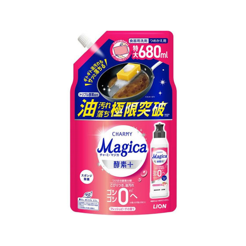ライオン Magica酵素+ フレッシュピーチ つめかえ用 680mL 1個(ご注文単位1個)【直送品】