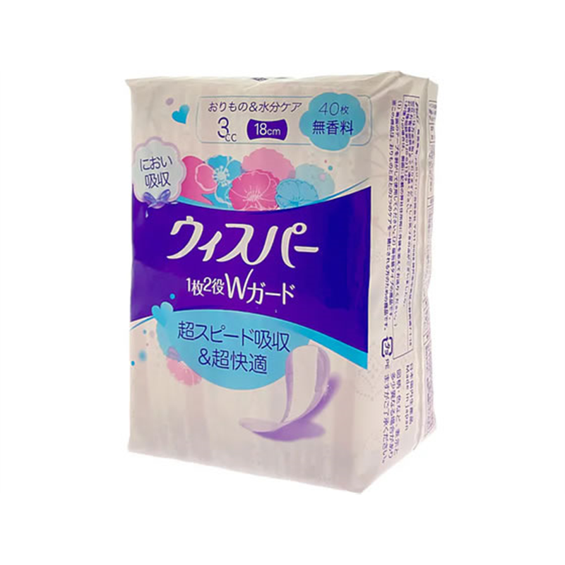 P&G ウィスパー 1枚2役Wガード 3cc 無香料 40枚 1個（ご注文単位1個）【直送品】