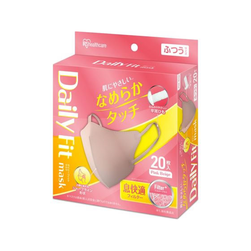 アイリスオーヤマ DAILYFITMASK ふつう 20枚 ピンクベージュ RN-DH 1箱（ご注文単位1箱）【直送品】