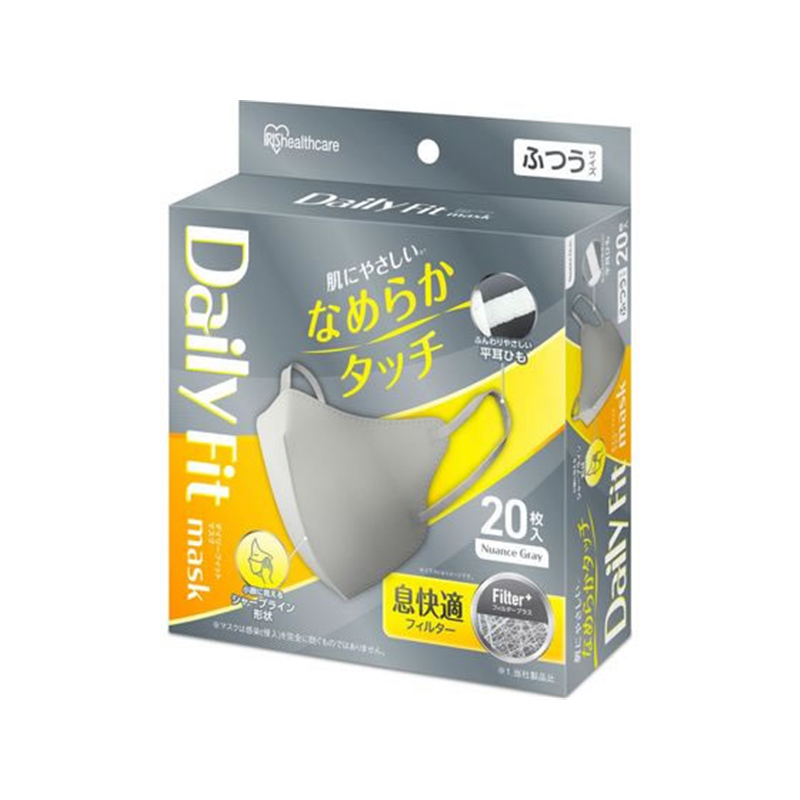 アイリスオーヤマ DAILYFITMASK ふつう 20枚 ニュアンスグレー RN-DH2 1箱（ご注文単位1箱）【直送品】
