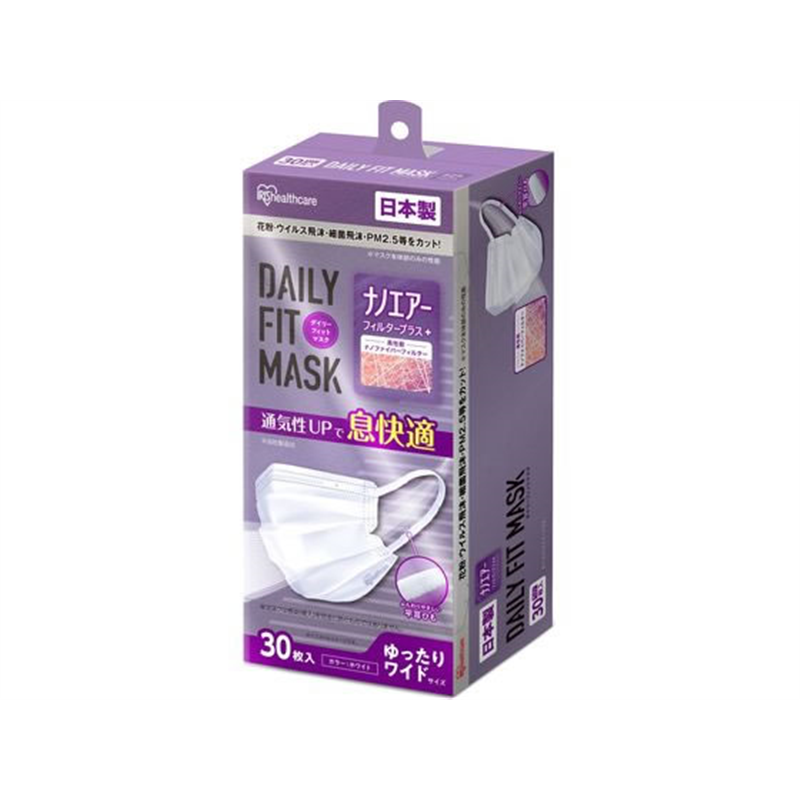 アイリスオーヤマ DAILYFITMASK ナノエアーフィルタープラス ユッタリワイド 30枚 1箱（ご注文単位1箱）【直送品】