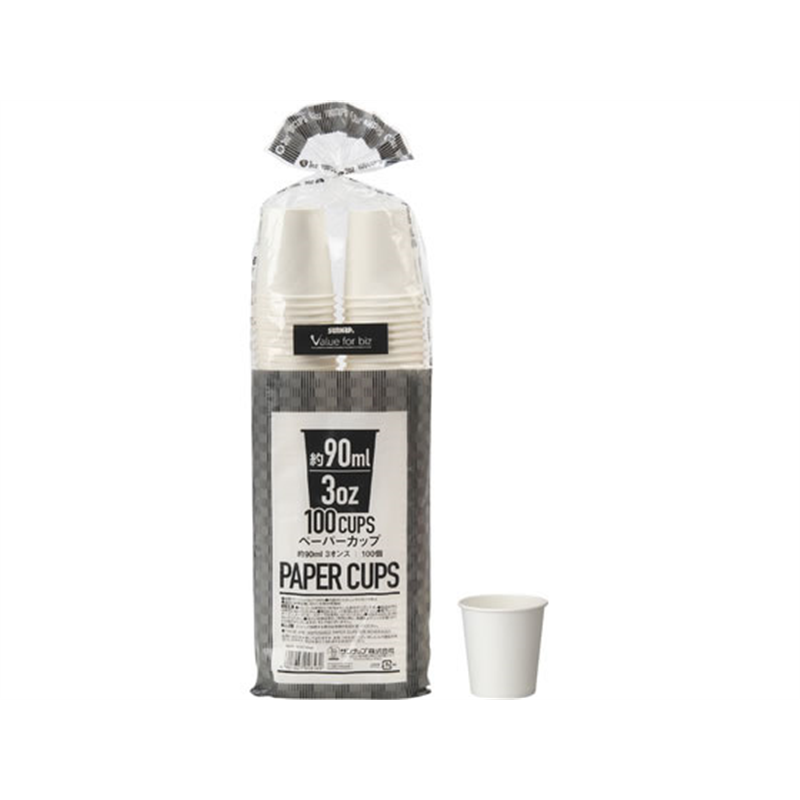 サンナップ ペーパーカップ 90mL 100個 C90100AW 1パック(ご注文単位1パック)【直送品】