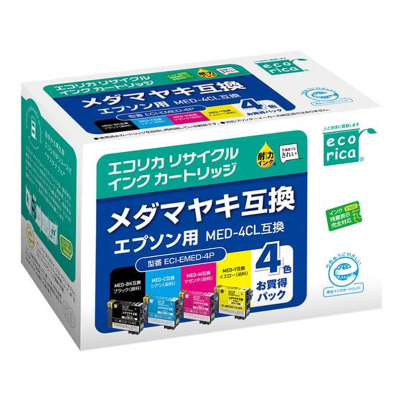 エコリカ ECI-EMED-4P リサイクルインク メダマヤキ 4色パック 1パック(ご注文単位1パック)【直送品】