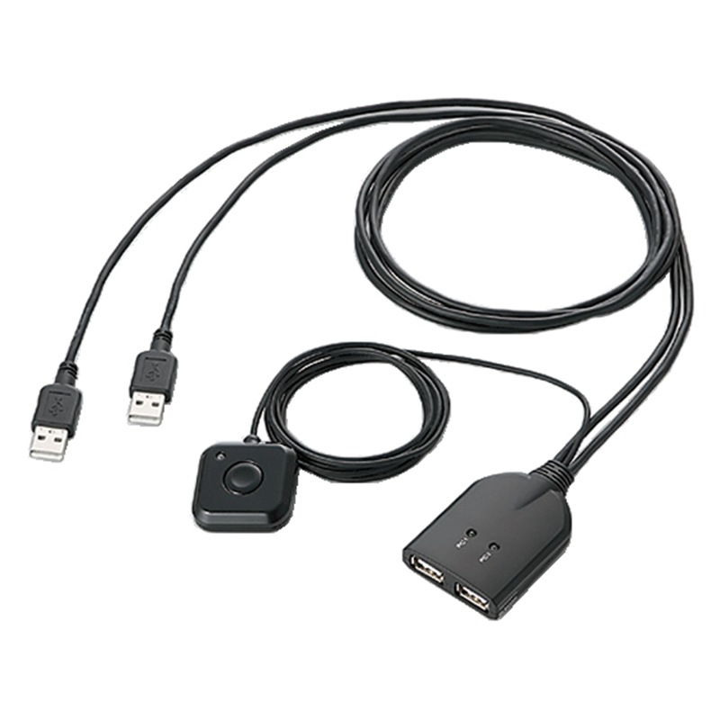 エレコム キーボード・マウス用パソコン切替器 手元スイッチ付 KM-A22BBK 1個(ご注文単位1個)【直送品】