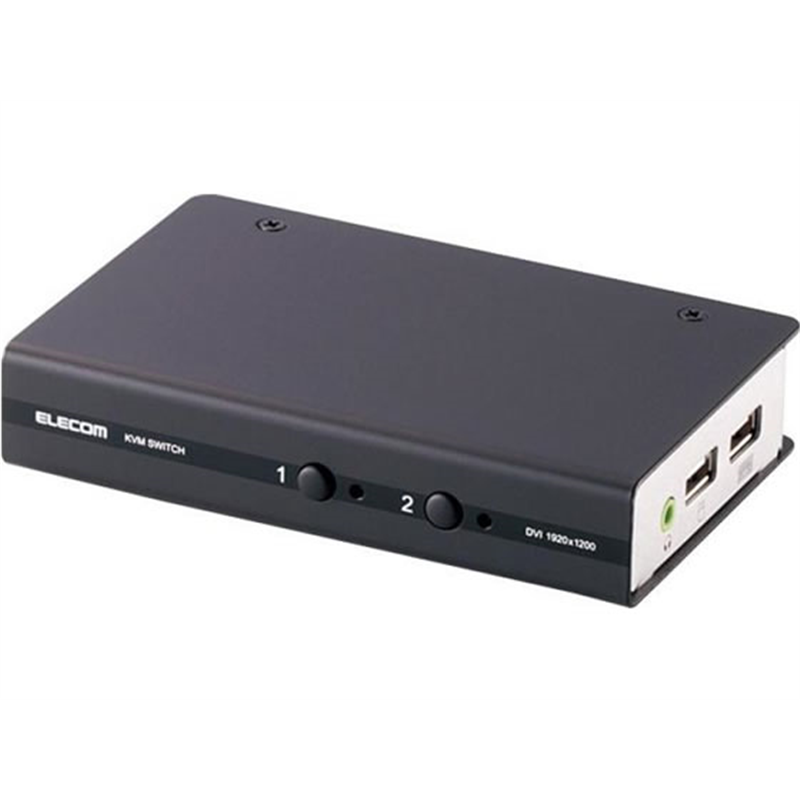 エレコム DVI対応パソコン自動切替器 BOX型 2ポート KVM-DVHDU2 1個(ご注文単位1個)【直送品】