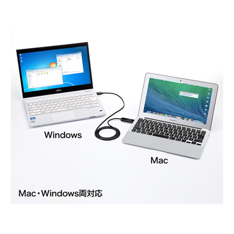 サンワサプライ ドラッグ&ドロップ対応USB3.0リンクケーブル 1個(ご注文単位1個)【直送品】