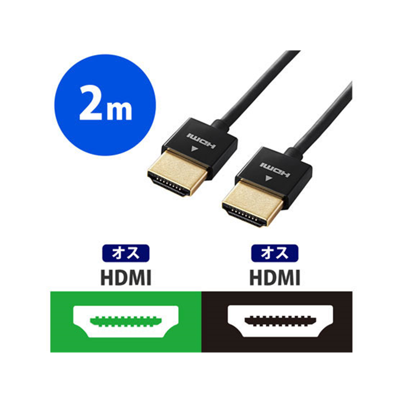 エレコム イーサネット対応スーパースリムHDMIケーブル 2m DH-HD14SS20BK 1個（ご注文単位1個）【直送品】