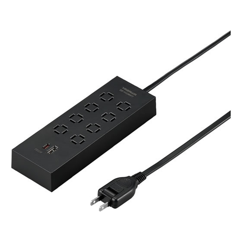 ヤザワ コンセント革命 8個口 PD33W付 黒 2m H5802PD33BK 1個（ご注文単位1個）【直送品】