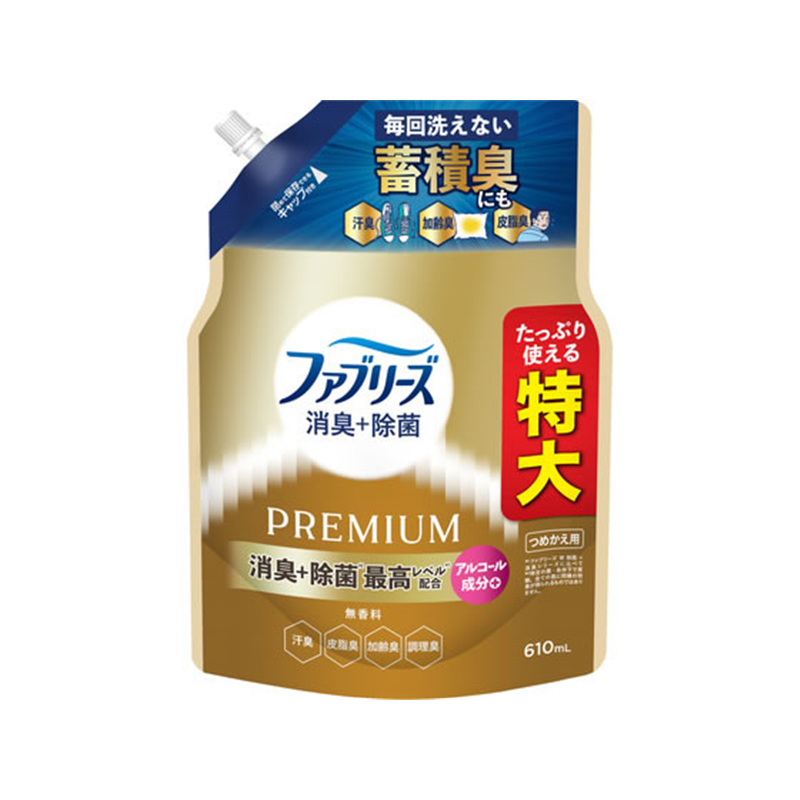 P&G ファブリーズ プレミアム 無香料 詰替 610mL 1個（ご注文単位1個）【直送品】