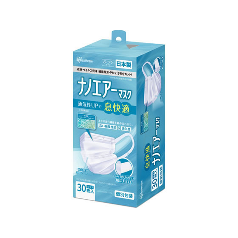 アイリス ナノエアーマスク ふつうサイズ 30枚入 ホワイト PK-NI30L 1箱（ご注文単位1箱）【直送品】