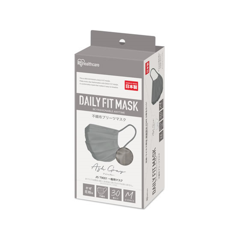 アイリス DAILYFITMASK ふつう 30枚入 アッシュグレー PN-DC30MA 1箱（ご注文単位1箱）【直送品】