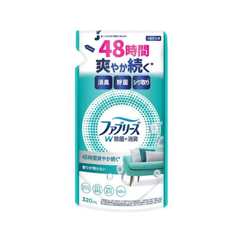 Ｐ＆Ｇ ファブリーズW除菌 香りが残らないタイプ 詰替 320mL 1個（ご注文単位1個）【直送品】