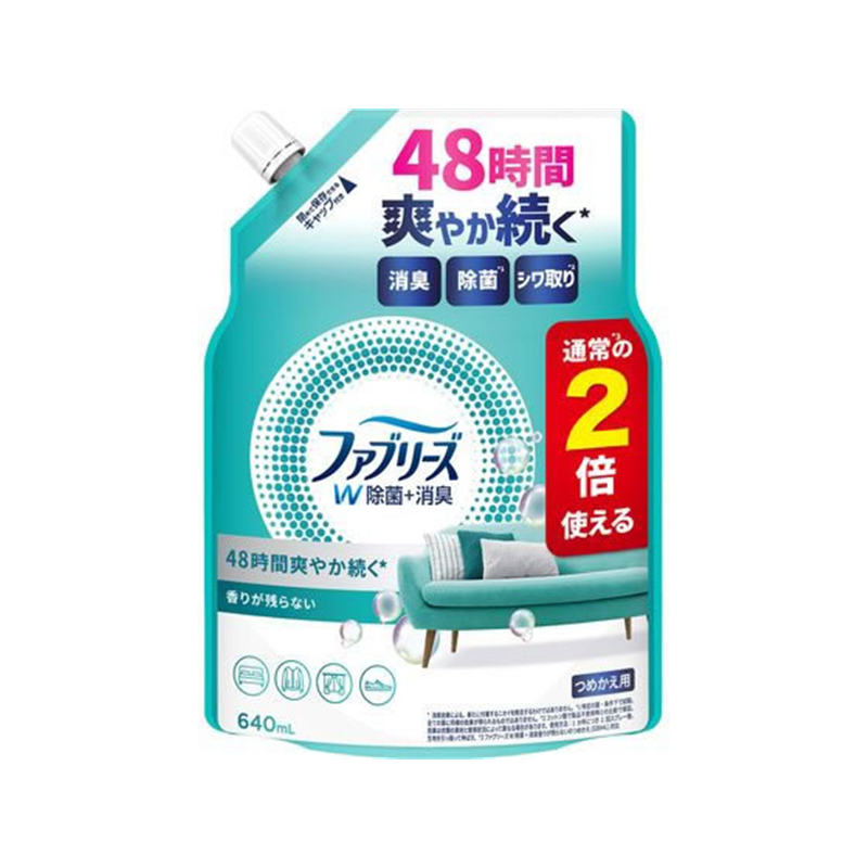 Ｐ＆Ｇ ファブリーズW除菌 香りが残らないタイプ 詰替 640mL 1個（ご注文単位1個）【直送品】