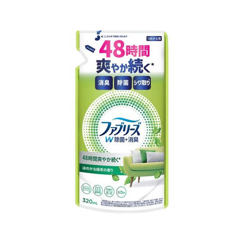 Ｐ＆Ｇ ファブリーズW除菌 ほのかな緑茶の香り 詰替 320mL 1個（ご注文単位1個）【直送品】