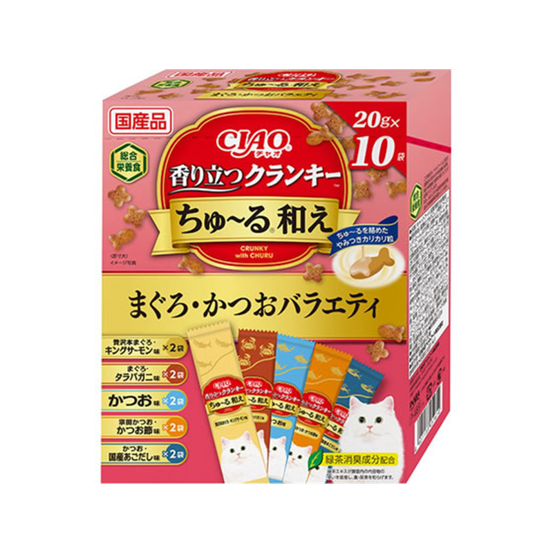 いなば クランキーちゅーる和え 鮪鰹バラエティー 10袋 1箱(ご注文単位1箱)【直送品】
