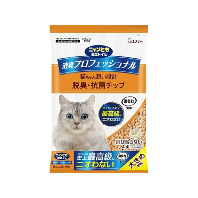 エステー ニャンとも清潔トイレ 消臭プロフェッショナル 脱臭・抗菌チップ 大きめの粒 4.4L 1袋（ご注文単位1袋）【直送品】