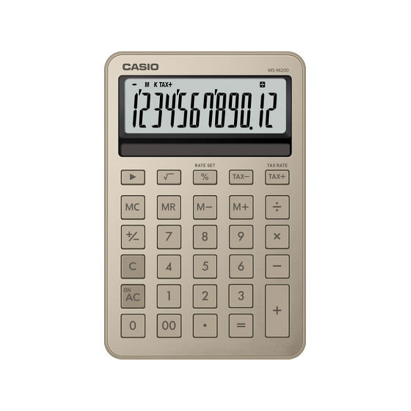 カシオ計算機 スタイリッシュ電卓 ミニジャストサイズ シャイニーゴールドMS-M200-GD-N 1台（ご注文単位1台）【直送品】