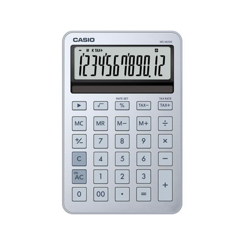 カシオ計算機 スタイリッシュ電卓 ミニジャストサイズ アイスブルーMS-M200-BU-N 1台（ご注文単位1台）【直送品】