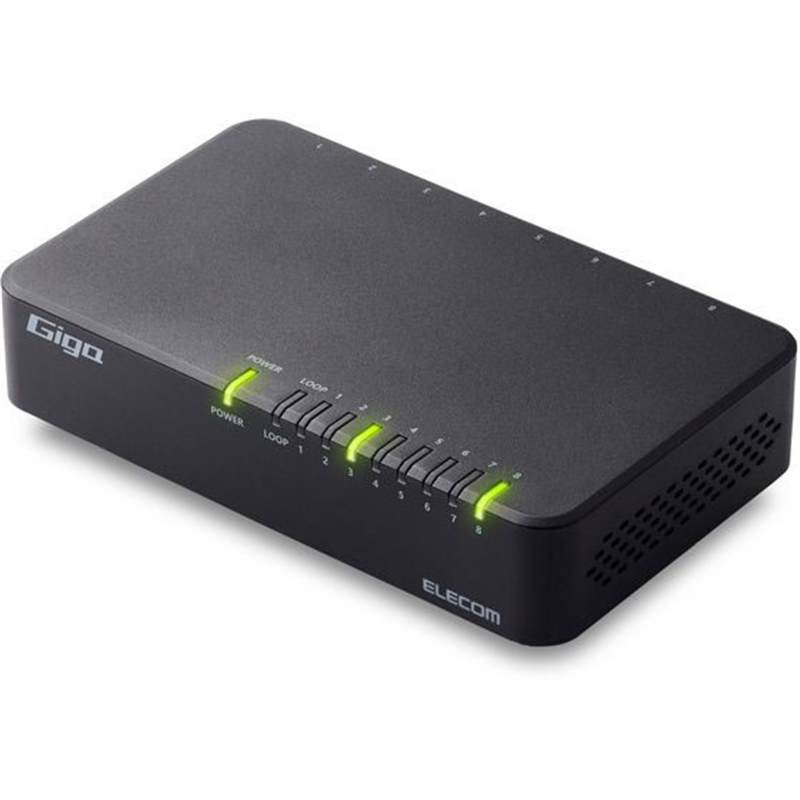 エレコム スイッチングハブ 8ポート Giga対応 ブラックEHC-G08PA4-B 1個（ご注文単位1個）【直送品】