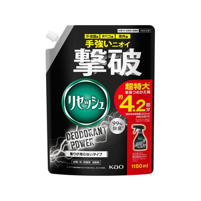 KAO リセッシュ デオドラントパワー 香りが残らないタイプ 詰替用 1180mL 1パック(ご注文単位1パック)【直送品】