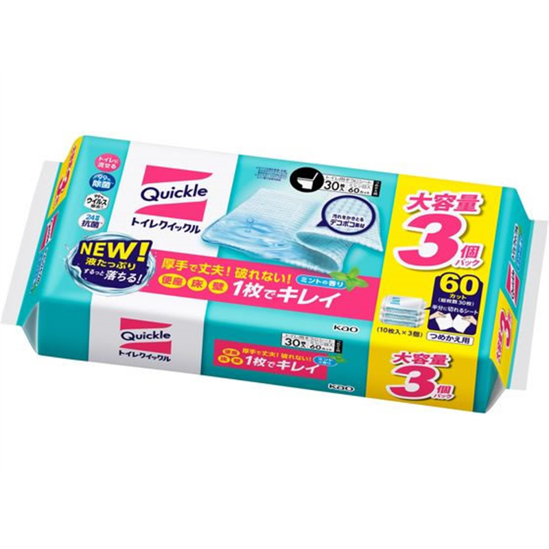 KAO トイレクイックル つめかえ用 スーパージャンボパック 30枚入 1パック（ご注文単位1パック）【直送品】
