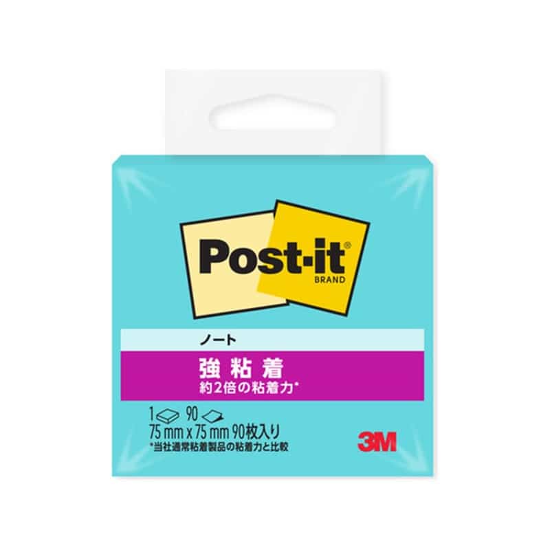 3M ポスト・イット ノート 強粘着 75x75mm アクアスプラッシュ 90枚654SS-AQ 1冊(ご注文単位1冊)【直送品】