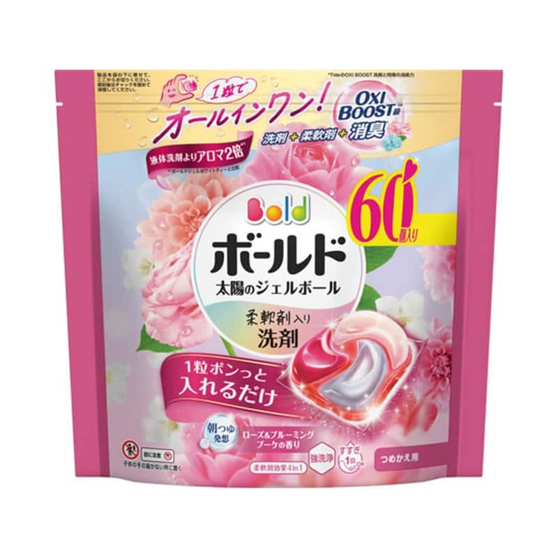 Ｐ&Ｇ ボールド ジェルボール4D ローズ&ブルーミングブーケ 詰替 60個 1袋（ご注文単位1袋）【直送品】