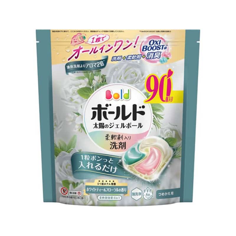 Ｐ&Ｇ ボールド ジェルボール4D ホワイトティー&フローラル 詰替 90個 1袋（ご注文単位1袋）【直送品】