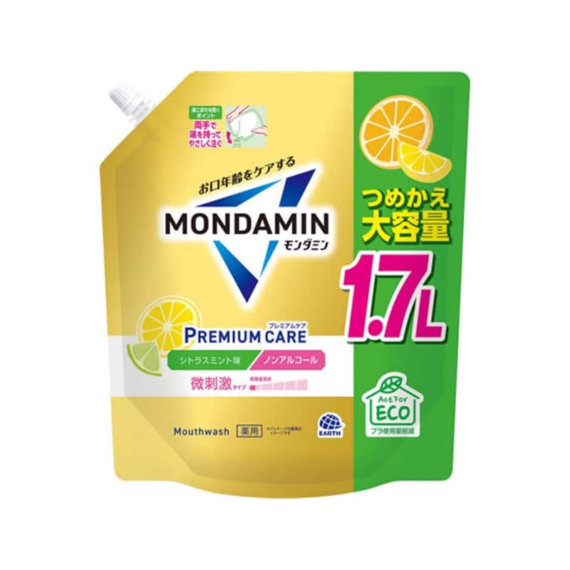 アース製薬 モンダミン プレミアムケア シトラスミント 詰替 大容量1.7L 1個（ご注文単位1個）【直送品】