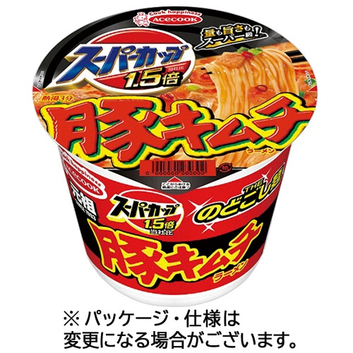 エースコック スーパーカップ1.5倍 豚キムチラーメン 107g 12食/箱 ※軽（ご注文単位1箱）【直送品】