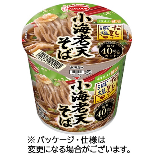 エースコック だしの旨みで減塩 小海老天そば 42g 12食/箱 ※軽（ご注文単位1箱）【直送品】