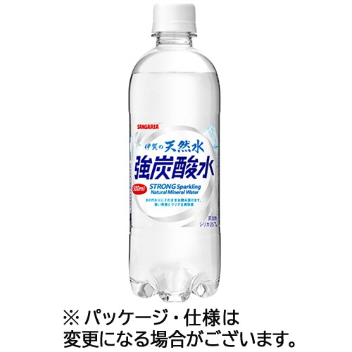 サンガリア 伊賀の天然水 強炭酸水 500ml ペットボトル 24本/箱 ※軽（ご注文単位1箱）【直送品】