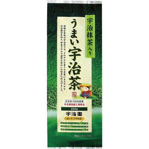 宇治園　宇治抹茶入り　うまい宇治茶　100g　1袋（ご注文単位1袋）【直送品】