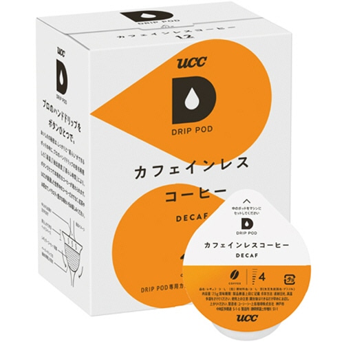UCC　DRIP　POD（ドリップポッド）　カフェインレスコーヒー　1箱（12杯）（ご注文単位1箱）【直送品】