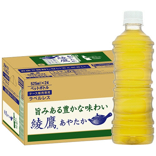 コカ・コーラ　綾鷹　ラベルレス　525ml　ペットボトル　1セット（48本：24本×2ケース）（ご注文単位1セット）【直送品】