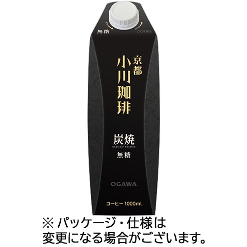 小川珈琲 京都 小川珈琲 炭焼珈琲 無糖 1L 紙パック(口栓付) 1セット(12本:6本×2ケース)/セット※軽(ご注文単位1セット)【直送品】