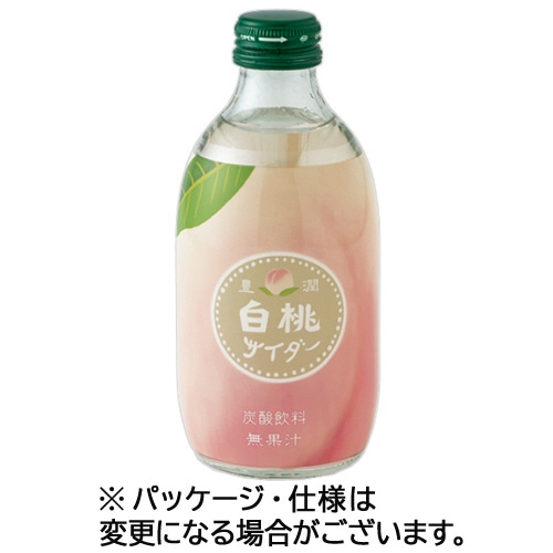 友桝飲料 豊潤白桃サイダー 300mL 瓶 1ケース(24本) ※軽（ご注文単位1ケース）【直送品】