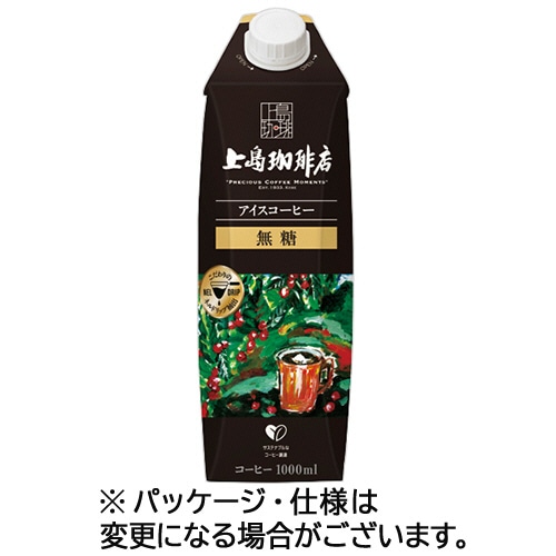 UCC 上島珈琲店 アイスコーヒー 無糖 1L 紙パック(口栓付) 1ケース(12本) ※軽（ご注文単位1ケース）【直送品】