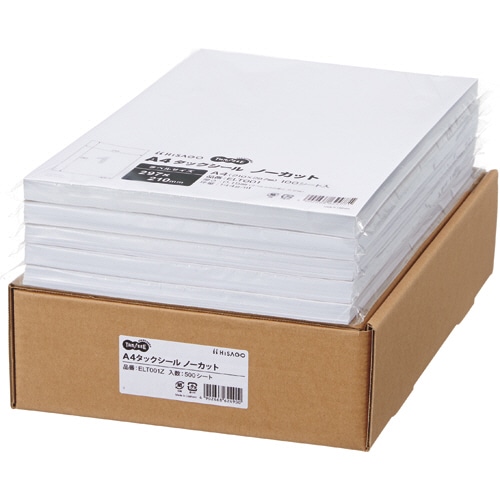 TANOSEE A4タックシール 業務用パック ノーカット 100シート 5冊/箱(ご注文単位1箱)【直送品】