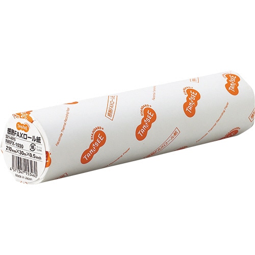 TANOSEE 感熱FAXロール紙 A4 幅210mm×長さ30m 芯内径0.5インチ 表発色 12本/セット（ご注文単位1セット）【直送品】