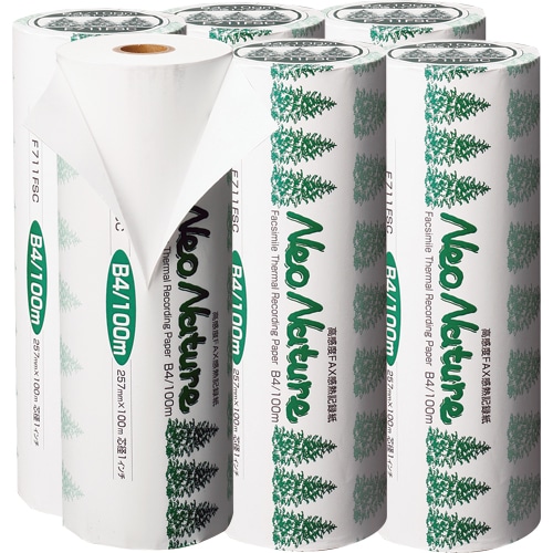 クリエイティア 感熱FAXロール紙 Neo Nature B4 幅257mm×長さ100m 芯内径1インチ 表発色 F711FSC 6本/セット（ご注文単位1セット）【直送品】
