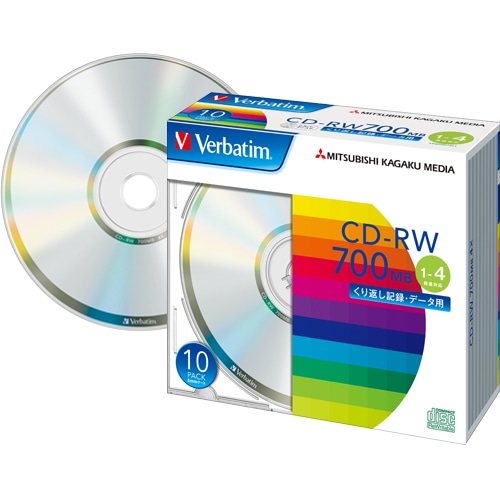 バーベイタム データ用CD-RW 700MB 4倍速 ブランドシルバー 5mmスリムケース SW80QU10V1 10枚/袋（ご注文単位1袋）【直送品】