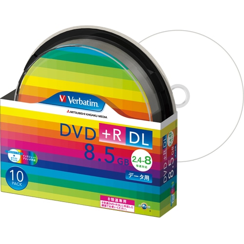 バーベイタム データ用DVD＋R DL 8.5GB 8倍速 ワイドプリンタブル スピンドルケース DTR85HP10SV1 10枚/袋（ご注文単位1袋）【直送品】