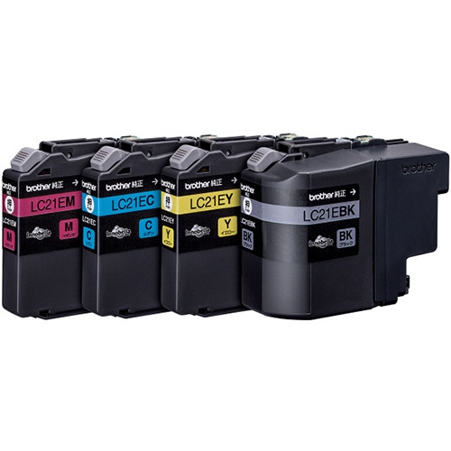 ブラザー インクカートリッジ お徳用 4色 大容量 LC21E-4PK 各色1個 1箱（ご注文単位1箱）【直送品】
