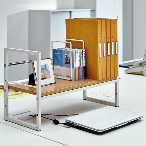 YAMAZEN デスク上ファイルラック 幅390mm ウッドナチュラル DUF-4025WNIV 1台（ご注文単位1台）【直送品】