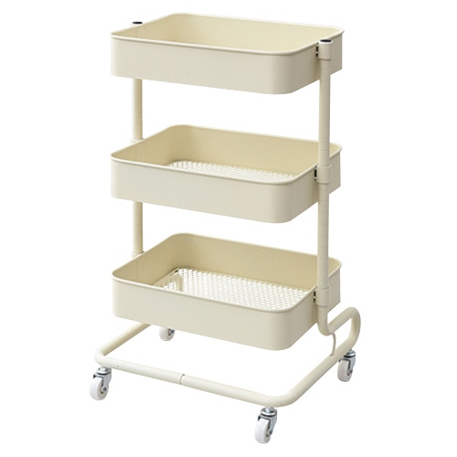 YAMAZEN バスケットトローリー 幅460×奥行380×高さ810mm アイボリー LBT-3(IV) 1台(ご注文単位1台)【直送品】
