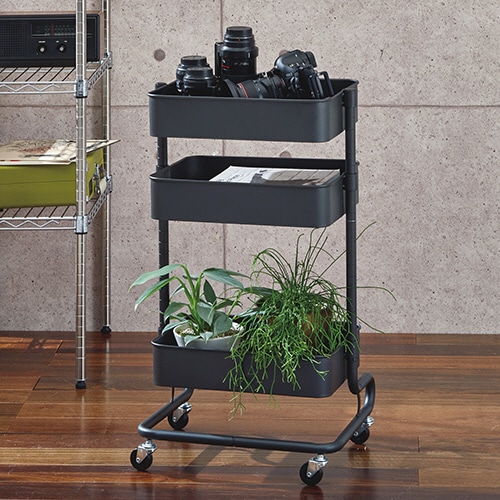 YAMAZEN バスケットトローリー 幅460×奥行380×高さ810mm アイボリー LBT-3(IV) 1台(ご注文単位1台)【直送品】