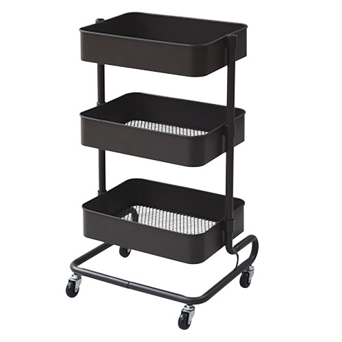 YAMAZEN バスケットトローリー 幅460×奥行380×高さ810mm ダークブラウン LBT-3(DBR) 1台(ご注文単位1台)【直送品】